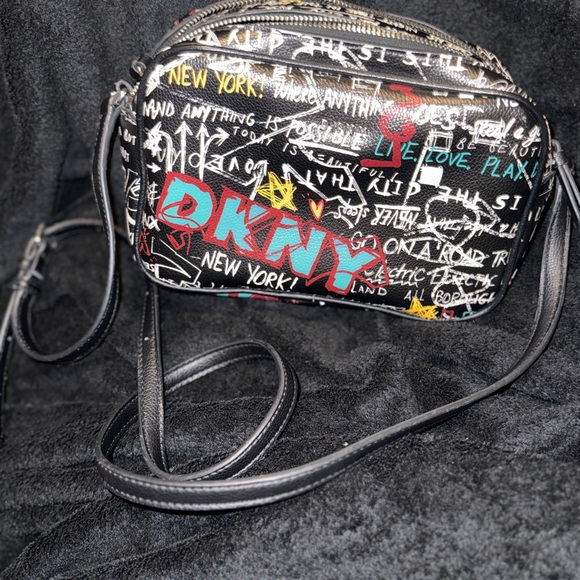 DKNY Graffiti Crossbody Bag - Black and Red - Picture 11 of 14